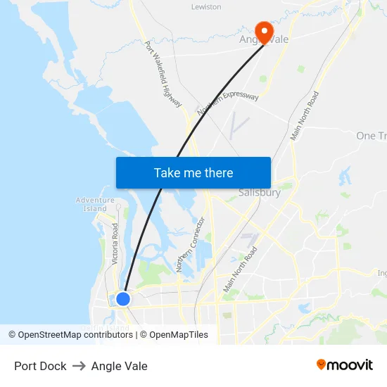 Port Dock to Angle Vale map