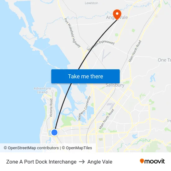 Zone A Port Dock Interchange to Angle Vale map