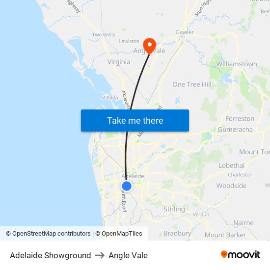 Adelaide Showground to Angle Vale map