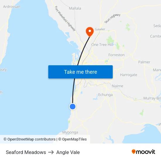 Seaford Meadows to Angle Vale map
