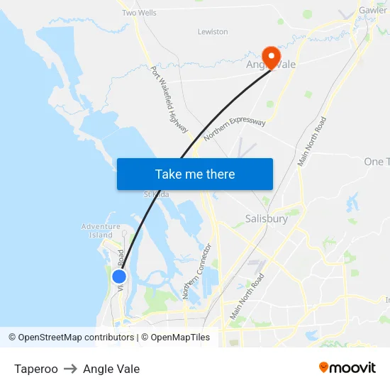 Taperoo to Angle Vale map