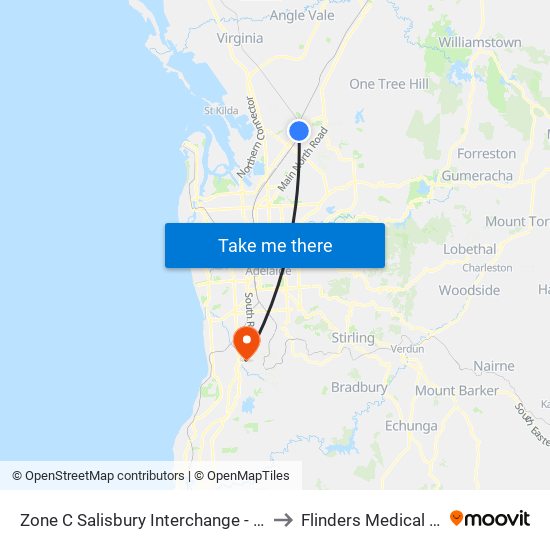 Zone C Salisbury Interchange - West Side to Flinders Medical Centre map