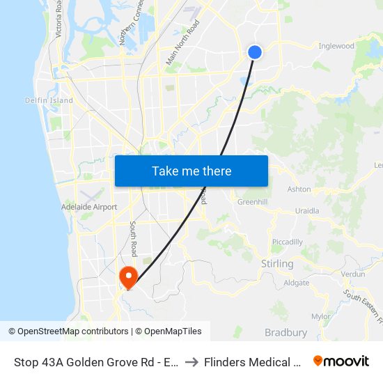 Stop 43A Golden Grove Rd - East side to Flinders Medical Centre map