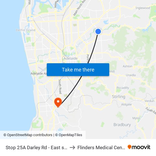 Stop 25A Darley Rd - East side to Flinders Medical Centre map