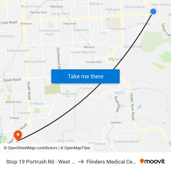 Stop 19 Portrush Rd - West side to Flinders Medical Centre map