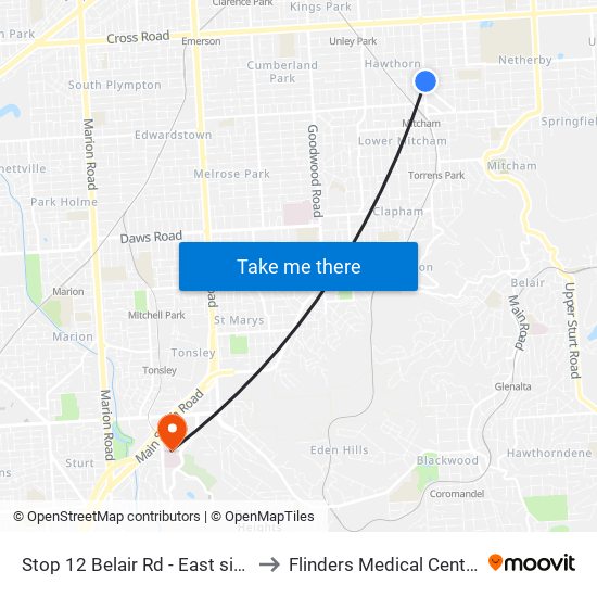 Stop 12 Belair Rd - East side to Flinders Medical Centre map