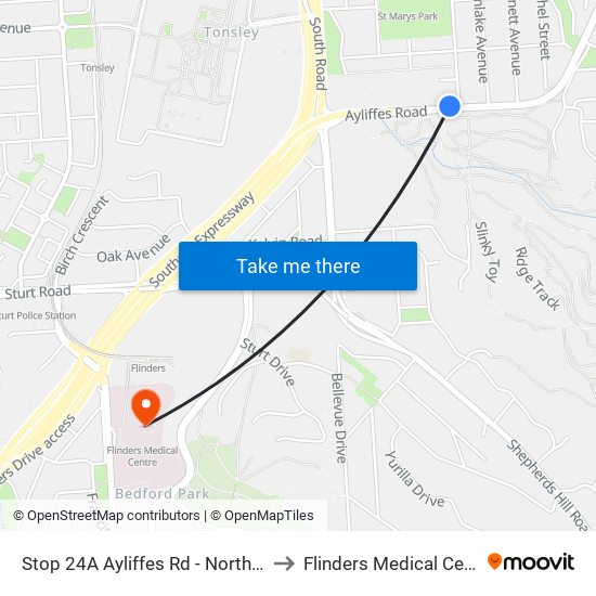 Stop 24A Ayliffes Rd - North side to Flinders Medical Centre map