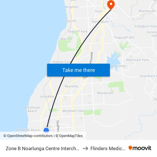 Zone B Noarlunga Centre Interchange - West side to Flinders Medical Centre map