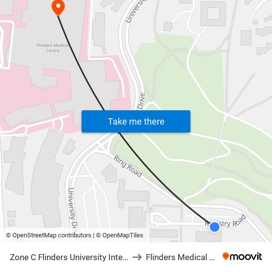 Zone C Flinders University Interchange to Flinders Medical Centre map