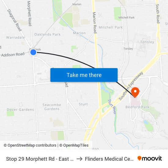 Stop 29 Morphett Rd - East side to Flinders Medical Centre map