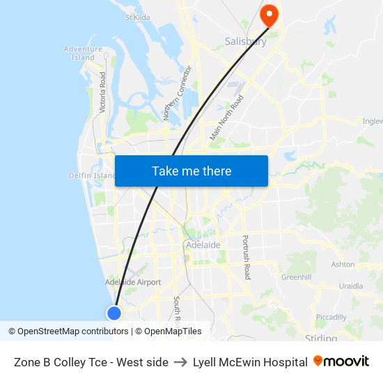 Zone B Colley Tce - West side to Lyell McEwin Hospital map