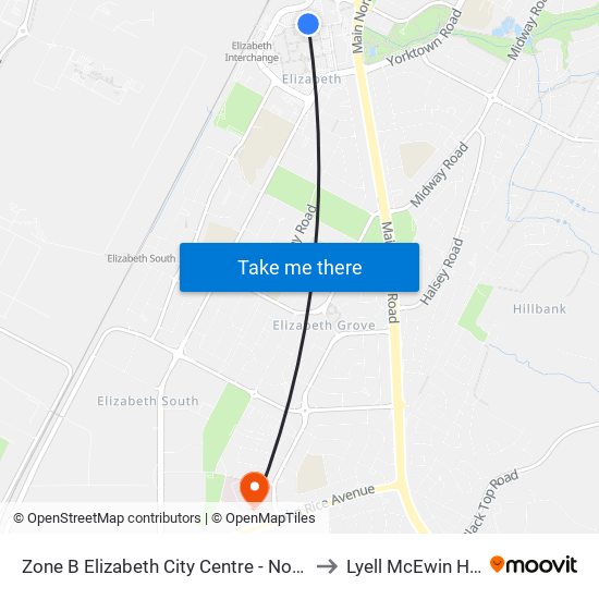 Zone B Elizabeth City Centre - North West side to Lyell McEwin Hospital map