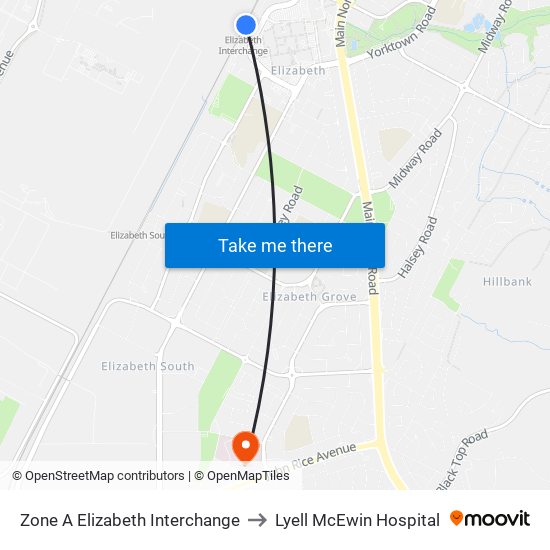 Zone A Elizabeth Interchange to Lyell McEwin Hospital map
