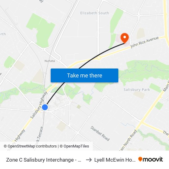 Zone C Salisbury Interchange - West Side to Lyell McEwin Hospital map