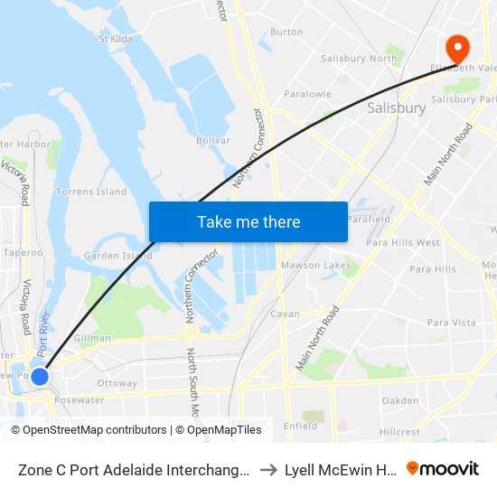 Zone C Port Adelaide Interchange - East side to Lyell McEwin Hospital map