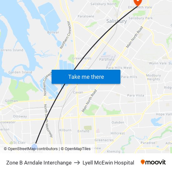 Zone B Arndale Interchange to Lyell McEwin Hospital map