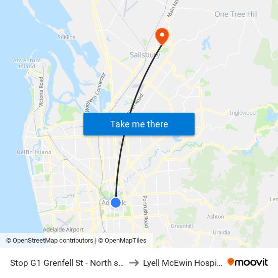 Stop G1 Grenfell St - North side to Lyell McEwin Hospital map