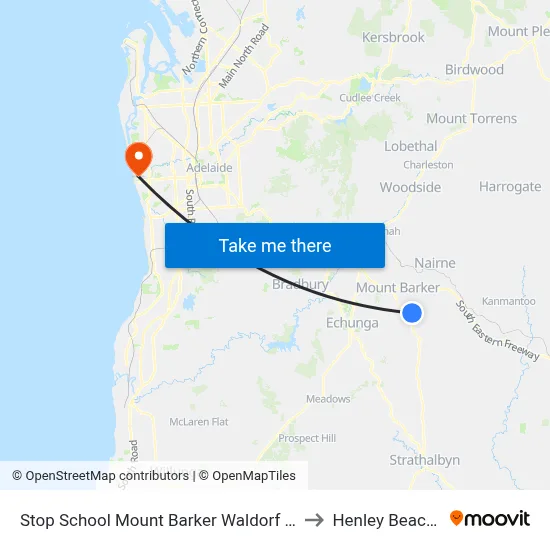 Stop School Mount Barker Waldorf School Sims Rd to Henley Beach South map