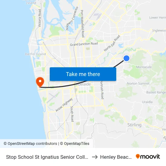 Stop School St Ignatius Senior College Manresa Ct to Henley Beach South map