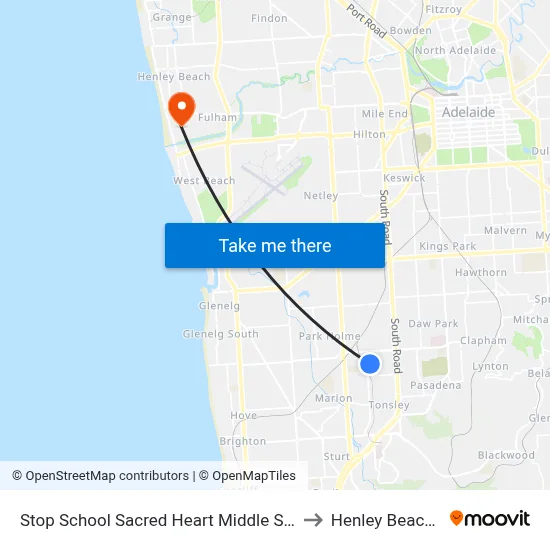 Stop School Sacred Heart Middle School Percy Av to Henley Beach South map