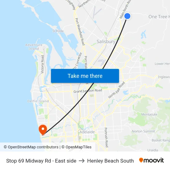 Stop 69 Midway Rd - East side to Henley Beach South map