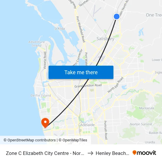 Zone C Elizabeth City Centre - North West side to Henley Beach South map
