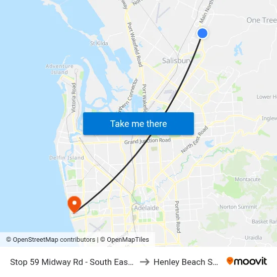 Stop 59 Midway Rd - South East side to Henley Beach South map