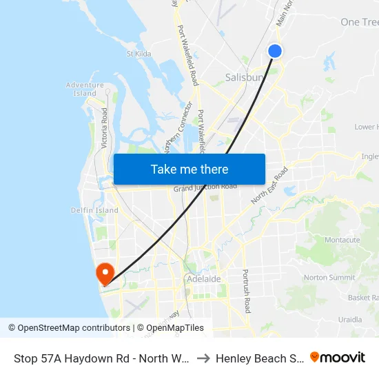 Stop 57A Haydown Rd - North West side to Henley Beach South map
