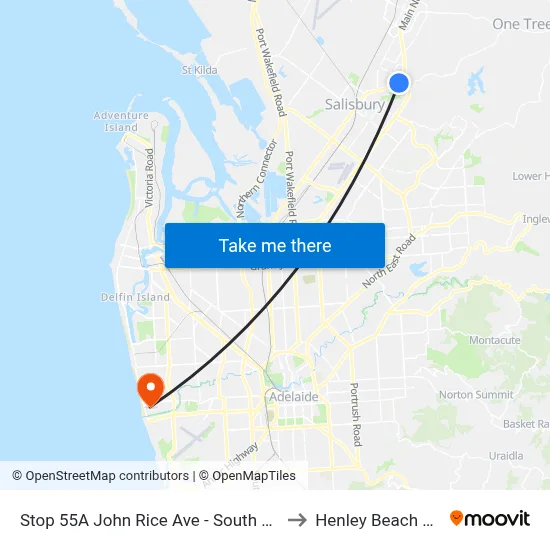 Stop 55A John Rice Ave - South East side to Henley Beach South map