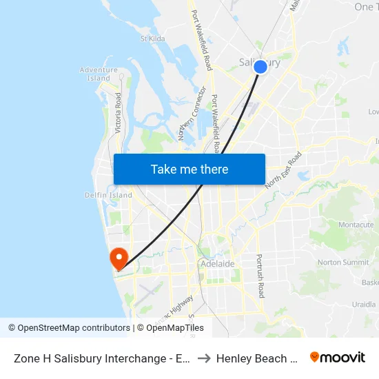 Zone H Salisbury Interchange - East Side to Henley Beach South map