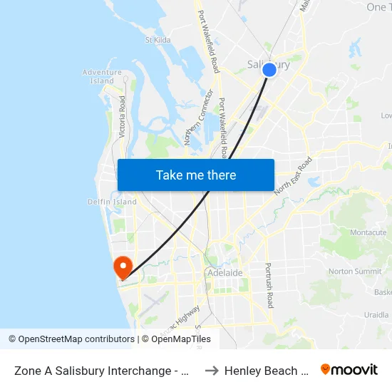 Zone A Salisbury Interchange - West Side to Henley Beach South map