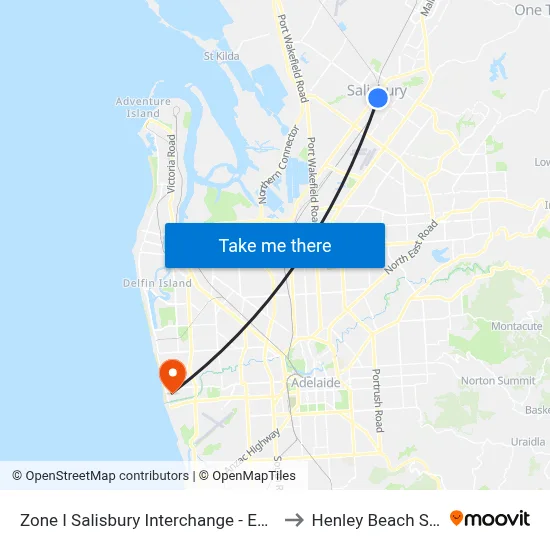 Zone I Salisbury Interchange - East Side to Henley Beach South map