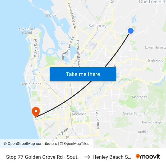 Stop 77 Golden Grove Rd - South side to Henley Beach South map