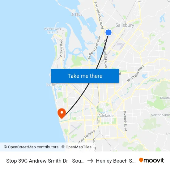 Stop 39C Andrew Smith Dr - South side to Henley Beach South map