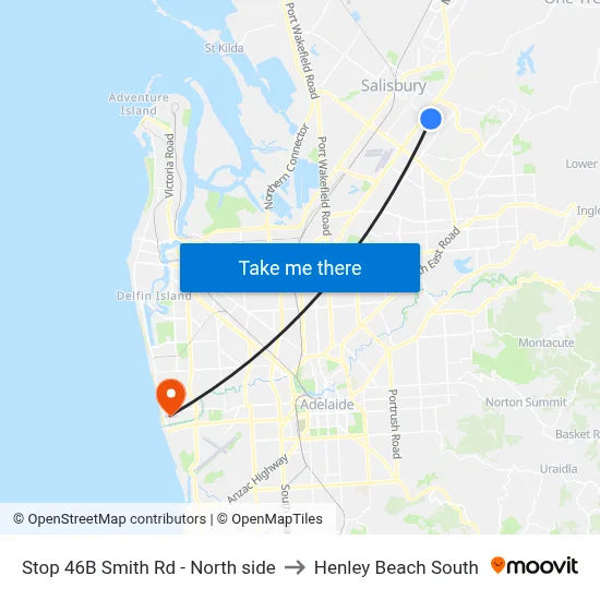 Stop 46B Smith Rd - North side to Henley Beach South map