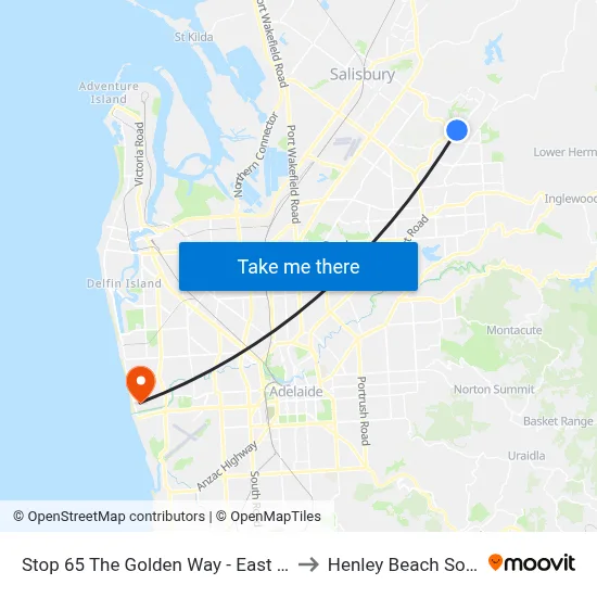 Stop 65 The Golden Way - East side to Henley Beach South map