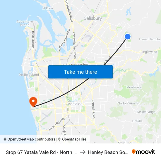 Stop 67 Yatala Vale Rd - North side to Henley Beach South map