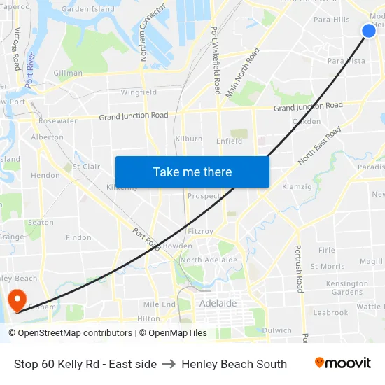 Stop 60 Kelly Rd - East side to Henley Beach South map