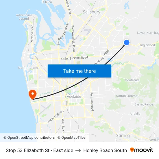 Stop 53 Elizabeth St - East side to Henley Beach South map