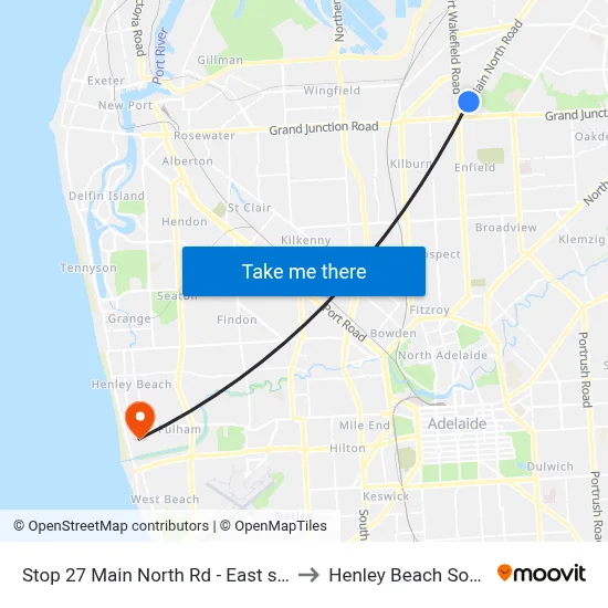 Stop 27 Main North Rd - East side to Henley Beach South map