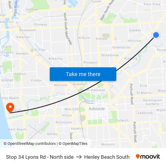 Stop 34 Lyons Rd - North side to Henley Beach South map