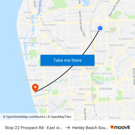 Stop 22 Prospect Rd - East side to Henley Beach South map