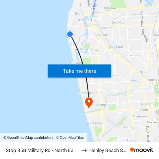 Stop 35B Military Rd - North East side to Henley Beach South map