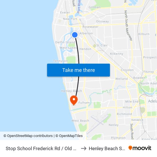 Stop School Frederick Rd / Old Port Rd to Henley Beach South map