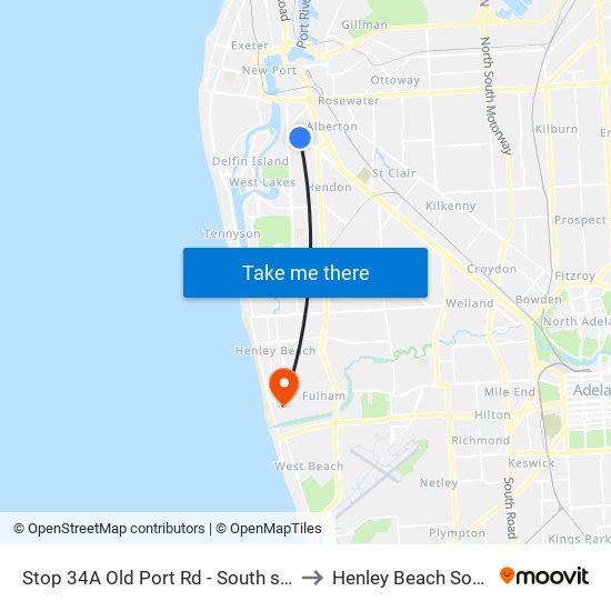 Stop 34A Old Port Rd - South side to Henley Beach South map