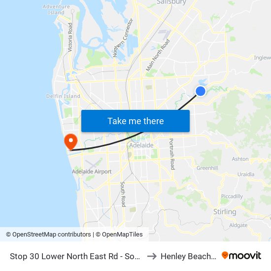 Stop 30 Lower North East Rd - South East side to Henley Beach South map