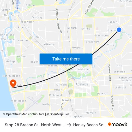 Stop 28 Brecon St - North West side to Henley Beach South map