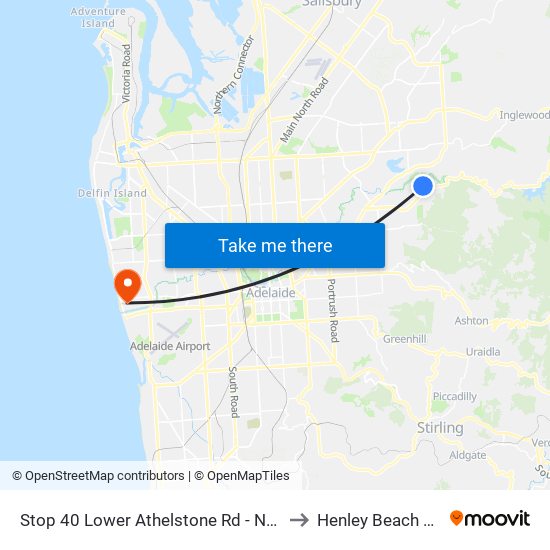 Stop 40 Lower Athelstone Rd - North side to Henley Beach South map