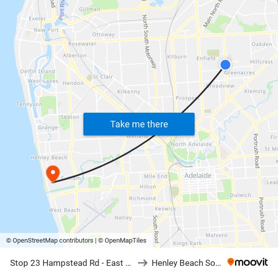 Stop 23 Hampstead Rd - East side to Henley Beach South map