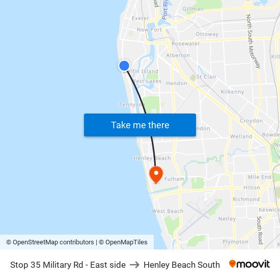 Stop 35 Military Rd - East side to Henley Beach South map
